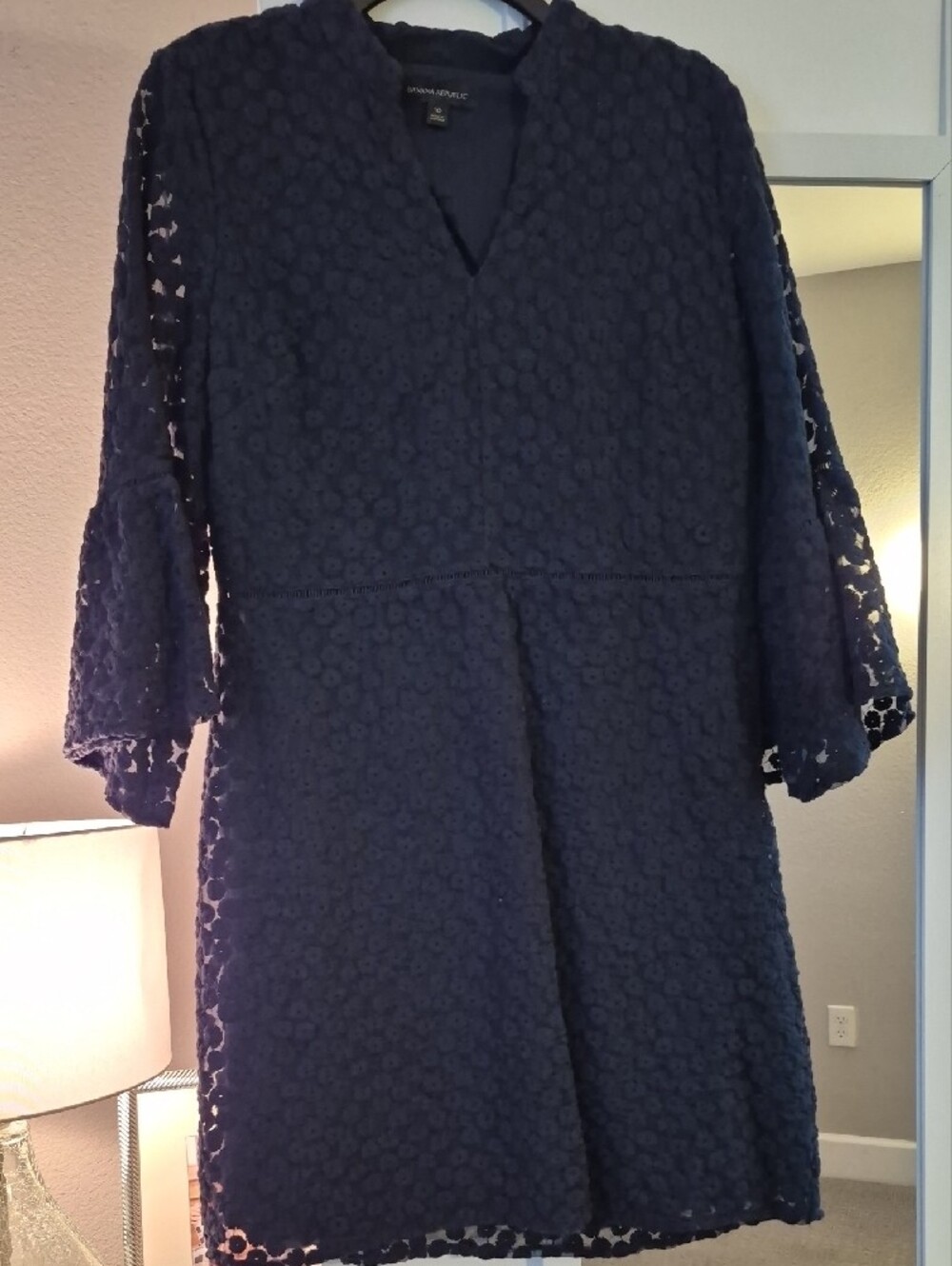 Banana Republic Navy Textured Floral Dress